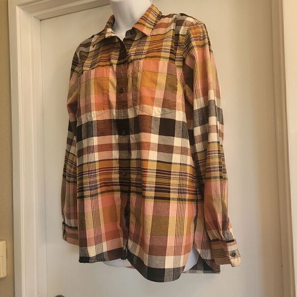 Madewell Classic Ex-Boyfriend Button Up Shirt in Seconda Plaid Size Large - Picture 4 of 10